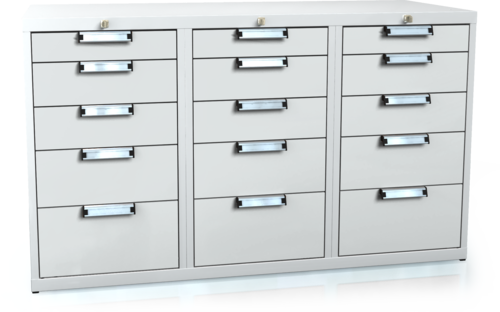 Universal cabinet for workbenches 840 x 1443 x 600 - 15x drawer